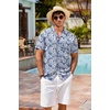 image:imageCOOFANDY Mens Hawaiian Shirt Short Sleeve Buttoon Down Shirts Casual Tropical Floral Summer Linen ShirtsBlue Floral
