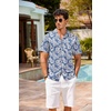 image:imageCOOFANDY Mens Hawaiian Shirt Short Sleeve Buttoon Down Shirts Casual Tropical Floral Summer Linen ShirtsBlue Floral