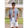 image:imageCOOFANDY Mens Hawaiian Shirt Short Sleeve Buttoon Down Shirts Casual Tropical Floral Summer Linen ShirtsBlue Floral