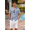 image:imageCOOFANDY Mens Hawaiian Shirt Short Sleeve Buttoon Down Shirts Casual Tropical Floral Summer Linen ShirtsBlue Floral