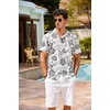 image:imageCOOFANDY Mens Hawaiian Shirt Short Sleeve Buttoon Down Shirts Casual Tropical Floral Summer Linen ShirtsGrey Tropical Leaf