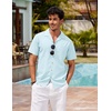 image:imageCOOFANDY Mens Hawaiian Shirt Short Sleeve Buttoon Down Shirts Casual Tropical Floral Summer Linen ShirtsLight Blue