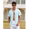 image:imageCOOFANDY Mens Hawaiian Shirt Short Sleeve Buttoon Down Shirts Casual Tropical Floral Summer Linen ShirtsLight Blue