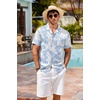 image:imageCOOFANDY Mens Hawaiian Shirt Short Sleeve Buttoon Down Shirts Casual Tropical Floral Summer Linen ShirtsLight Blue Tropical