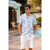 image:imageCOOFANDY Mens Hawaiian Shirt Short Sleeve Buttoon Down Shirts Casual Tropical Floral Summer Linen ShirtsLight Blue Tropical