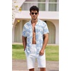 image:imageCOOFANDY Mens Hawaiian Shirt Short Sleeve Buttoon Down Shirts Casual Tropical Floral Summer Linen ShirtsLight Blue Tropical