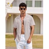 image:imageCOOFANDY Mens Hawaiian Shirt Short Sleeve Buttoon Down Shirts Casual Tropical Floral Summer Linen ShirtsLight Gray