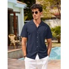 image:imageCOOFANDY Mens Hawaiian Shirt Short Sleeve Buttoon Down Shirts Casual Tropical Floral Summer Linen ShirtsNavy Blue
