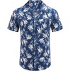 image:imageCOOFANDY Mens Hawaiian Shirt Short Sleeve Buttoon Down Shirts Casual Tropical Floral Summer Linen ShirtsNavy Leaves
