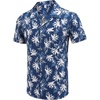 image:imageCOOFANDY Mens Hawaiian Shirt Short Sleeve Buttoon Down Shirts Casual Tropical Floral Summer Linen ShirtsNavy Leaves