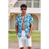 image:imageCOOFANDY Mens Hawaiian Shirt Short Sleeve Buttoon Down Shirts Casual Tropical Floral Summer Linen ShirtsOcean Blue Tropic