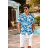 image:imageCOOFANDY Mens Hawaiian Shirt Short Sleeve Buttoon Down Shirts Casual Tropical Floral Summer Linen ShirtsOcean Blue Tropic