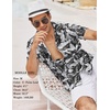 image:imageCOOFANDY Mens Hawaiian Shirt Short Sleeve Buttoon Down Shirts Casual Tropical Floral Summer Linen ShirtsPalm Leafblack