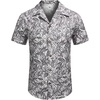 image:imageCOOFANDY Mens Hawaiian Shirt Short Sleeve Buttoon Down Shirts Casual Tropical Floral Summer Linen ShirtsPalm Leafblackwhite