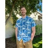 image:imageCOOFANDY Mens Hawaiian Shirt Short Sleeve Buttoon Down Shirts Casual Tropical Floral Summer Linen ShirtsPalm Leafblue