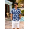 image:imageCOOFANDY Mens Hawaiian Shirt Short Sleeve Buttoon Down Shirts Casual Tropical Floral Summer Linen ShirtsPalm Leafblue