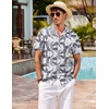 image:imageCOOFANDY Mens Hawaiian Shirt Short Sleeve Buttoon Down Shirts Casual Tropical Floral Summer Linen ShirtsPalm Leafbluewhite