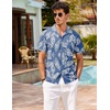 image:imageCOOFANDY Mens Hawaiian Shirt Short Sleeve Buttoon Down Shirts Casual Tropical Floral Summer Linen ShirtsPalm Leafdenim Blue