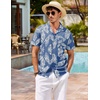 image:imageCOOFANDY Mens Hawaiian Shirt Short Sleeve Buttoon Down Shirts Casual Tropical Floral Summer Linen ShirtsPalm Leafdenim Blue