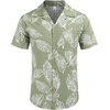 image:imageCOOFANDY Mens Hawaiian Shirt Short Sleeve Buttoon Down Shirts Casual Tropical Floral Summer Linen ShirtsPalm Leafgreen