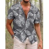 image:imageCOOFANDY Mens Hawaiian Shirt Short Sleeve Buttoon Down Shirts Casual Tropical Floral Summer Linen ShirtsPalm Leafgrey