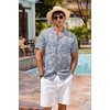 image:imageCOOFANDY Mens Hawaiian Shirt Short Sleeve Buttoon Down Shirts Casual Tropical Floral Summer Linen ShirtsPalm Leaflight Blue