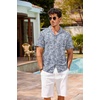 image:imageCOOFANDY Mens Hawaiian Shirt Short Sleeve Buttoon Down Shirts Casual Tropical Floral Summer Linen ShirtsPalm Leaflight Blue