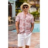 image:imageCOOFANDY Mens Hawaiian Shirt Short Sleeve Buttoon Down Shirts Casual Tropical Floral Summer Linen ShirtsPalm Leafpink