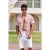image:imageCOOFANDY Mens Hawaiian Shirt Short Sleeve Buttoon Down Shirts Casual Tropical Floral Summer Linen ShirtsPalm Leafpink