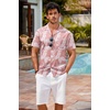 image:imageCOOFANDY Mens Hawaiian Shirt Short Sleeve Buttoon Down Shirts Casual Tropical Floral Summer Linen ShirtsPalm Leafpink
