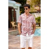 image:imageCOOFANDY Mens Hawaiian Shirt Short Sleeve Buttoon Down Shirts Casual Tropical Floral Summer Linen ShirtsPalm Leafpink