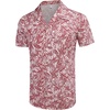 image:imageCOOFANDY Mens Hawaiian Shirt Short Sleeve Buttoon Down Shirts Casual Tropical Floral Summer Linen ShirtsPalm Leafred