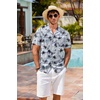 image:imageCOOFANDY Mens Hawaiian Shirt Short Sleeve Buttoon Down Shirts Casual Tropical Floral Summer Linen ShirtsPalm Shadow Blue
