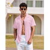 image:imageCOOFANDY Mens Hawaiian Shirt Short Sleeve Buttoon Down Shirts Casual Tropical Floral Summer Linen ShirtsPink