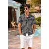 image:imageCOOFANDY Mens Hawaiian Shirt Short Sleeve Buttoon Down Shirts Casual Tropical Floral Summer Linen ShirtsSafari Palm Khaki