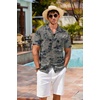 image:imageCOOFANDY Mens Hawaiian Shirt Short Sleeve Buttoon Down Shirts Casual Tropical Floral Summer Linen ShirtsSafari Palm Khaki