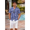 image:imageCOOFANDY Mens Hawaiian Shirt Short Sleeve Buttoon Down Shirts Casual Tropical Floral Summer Linen ShirtsTropical Palm Navy