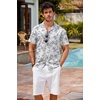 image:imageCOOFANDY Mens Hawaiian Shirt Short Sleeve Buttoon Down Shirts Casual Tropical Floral Summer Linen ShirtsVintage Palm Blue