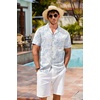 image:imageCOOFANDY Mens Hawaiian Shirt Short Sleeve Buttoon Down Shirts Casual Tropical Floral Summer Linen ShirtsWashed Floral Blue