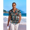 image:imageCOOFANDY Mens Hawaiian Shirt Short Sleeve Floral Button Down Shirts Tropical Holiday Beach ShirtsBlack  Colorful Flower