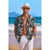image:imageCOOFANDY Mens Hawaiian Shirt Short Sleeve Floral Button Down Shirts Tropical Holiday Beach ShirtsBlack  Colorful Flower