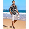 image:imageCOOFANDY Mens Hawaiian Shirt Short Sleeve Floral Button Down Shirts Tropical Holiday Beach ShirtsBlack  Khaki  Leaves