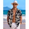 image:imageCOOFANDY Mens Hawaiian Shirt Short Sleeve Floral Button Down Shirts Tropical Holiday Beach ShirtsBlack  Khaki  Leaves