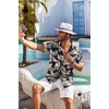image:imageCOOFANDY Mens Hawaiian Shirt Short Sleeve Floral Button Down Shirts Tropical Holiday Beach ShirtsBlack  Khaki  Leaves