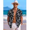 image:imageCOOFANDY Mens Hawaiian Shirt Short Sleeve Floral Button Down Shirts Tropical Holiday Beach ShirtsBlack  Leaf