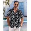 image:imageCOOFANDY Mens Hawaiian Shirt Short Sleeve Floral Button Down Shirts Tropical Holiday Beach ShirtsBlack  Leaf