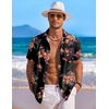 image:imageCOOFANDY Mens Hawaiian Shirt Short Sleeve Floral Button Down Shirts Tropical Holiday Beach ShirtsBlack  Redpurple Flower