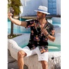 image:imageCOOFANDY Mens Hawaiian Shirt Short Sleeve Floral Button Down Shirts Tropical Holiday Beach ShirtsBlack  Redpurple Flower