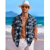 image:imageCOOFANDY Mens Hawaiian Shirt Short Sleeve Floral Button Down Shirts Tropical Holiday Beach ShirtsBlue  Flower 2