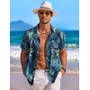 image:imageCOOFANDY Mens Hawaiian Shirt Short Sleeve Floral Button Down Shirts Tropical Holiday Beach ShirtsBlue  Green  Leaf